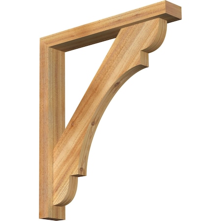 Ekena Millwork Olympic Block Rough Sawn Bracket w/ Offset Brace, Western Red Cedar, 4"W x 26"D x 30"H BKT0402X26X30OLY05RWR